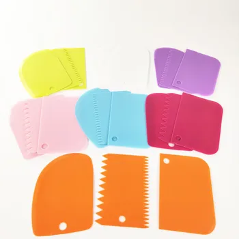 

3Pcs/set Baking Pastry Tools Plastic Dough Knife Icing Fondant Scraper Decorating Plain Smooth Spatulas Cutters Cake Tool