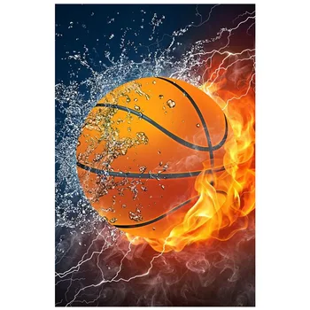 

burning basketball DIY Diamond Painting water fire burning basketbal Diamond Embroidery Cross Stitch Rhinestone Mosaic Painting