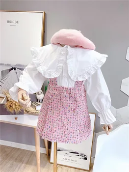

2019 Autumn New Arrival Girls Fashion 2 Pieces Suit Top+plaid Skirt Kids Clothes Girl Set