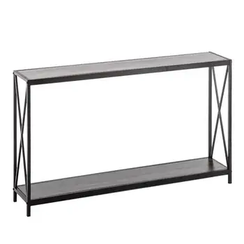 

Multifunction Entrance table Triamine Board Cross Iron Frame Porch Table Sofa Side Table Gray Wood Grain Easy to assemble