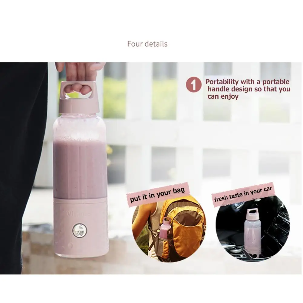 MeterMall Vitamix-блендер 500 мл 4000 мАч, портативный мини-блендер с зарядкой от usb, фруктовый блендер, Спортивная бутылка, чашка для сока