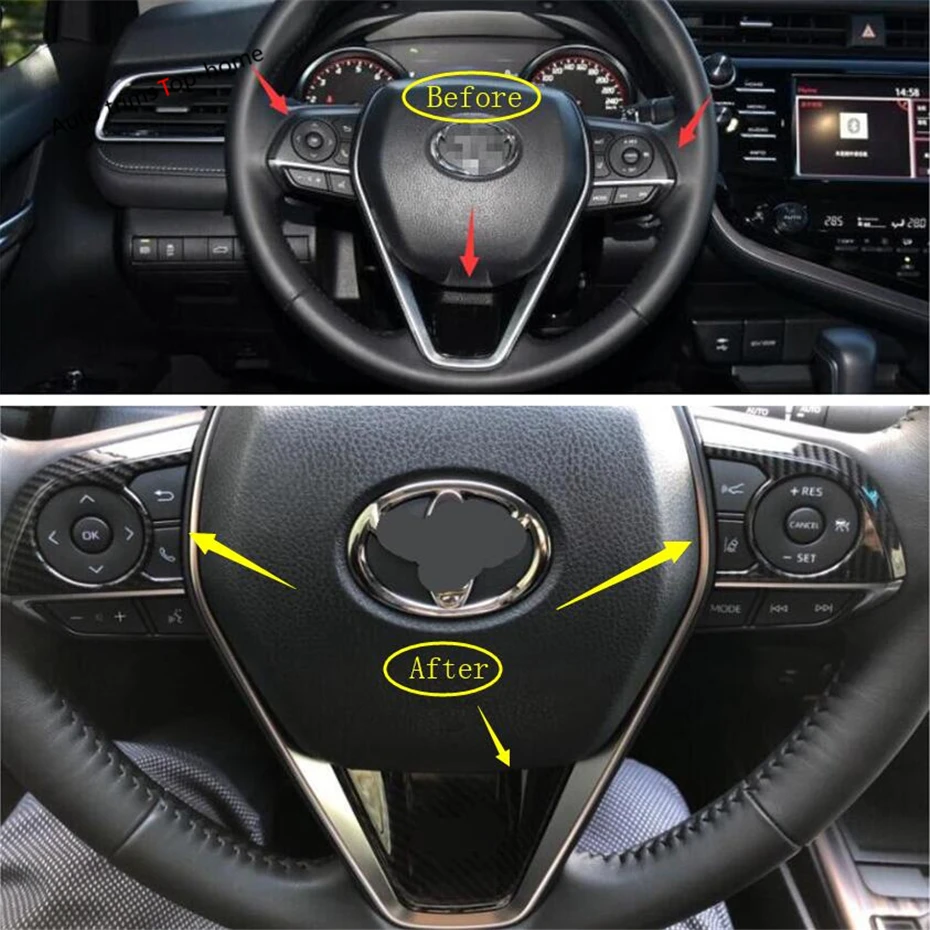 Yimaautotrim накладка на руль 3 шт. подходит для Toyota Camry- матовый красный/карбоновый вид накладки на интерьер