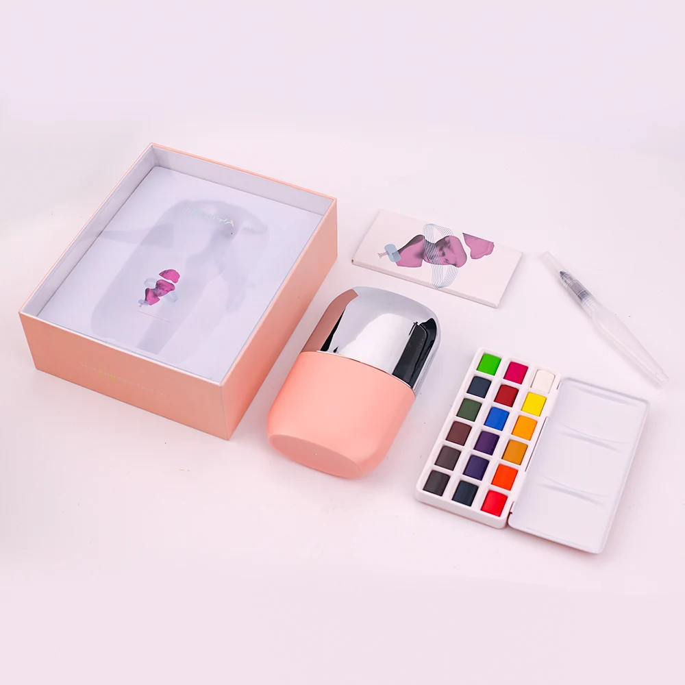 

MIYA Solid Water Colors Palette -18 Colors Portable Travel Watercolor Paint with Brush and Watercolor Paper Ideal for students