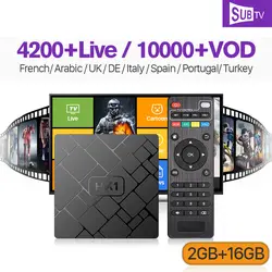 Испания Италия Великобритания IPTV, французский HK1 Android 7,1 smart SUBTV IPTV box 2G 16G S905W 4K Live IPTV арабский Канада Португалия швейная коробка