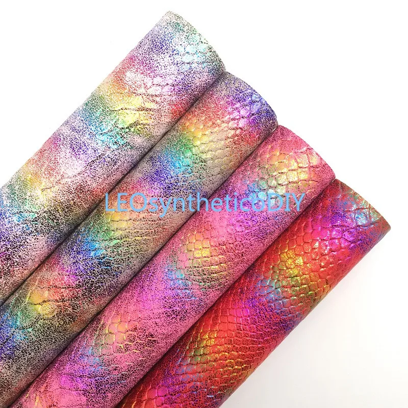 1 шт. каждая деталь размера 21x29 см. Радужная металлическая кожа питона 4S03D|pu leather diy|diy pu leatherleather for diy |