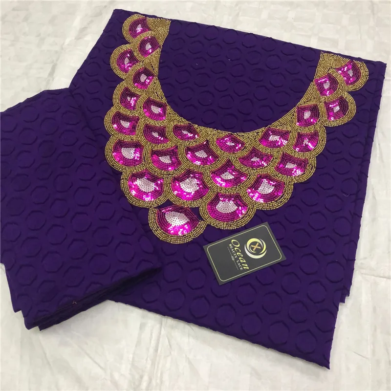5 ярдов/комплект) Высококачественный Дубай хлопковое швейцарское кружево ткань фиолетовый с золотой вышивкой плюс шифоновая блузка кружева для вечерние 14L039