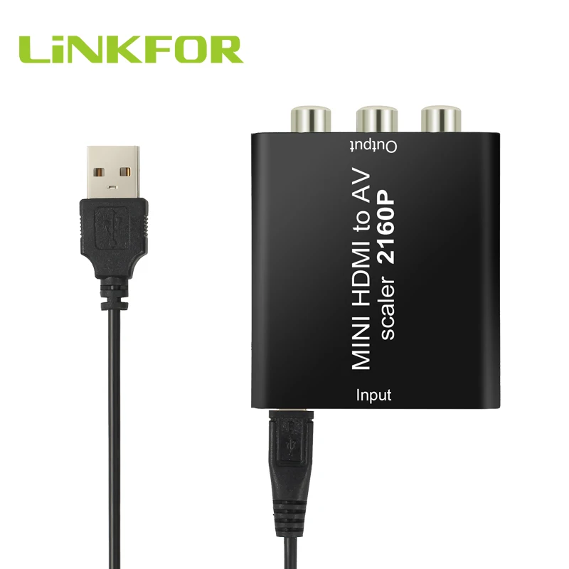 LiNKFOR HDMI конвертер CVBS поддержка 4K x 2K HDMI к CVBS AV адаптер Поддержка NTSC и PAL с usb-кабелем питания для питания