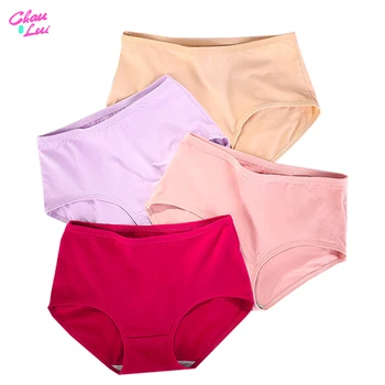 

Chau Lui Sexy Women Briefs Plus Size Underwear Panties High Waist Cotton Underpants Breathable 5XL Large Size
