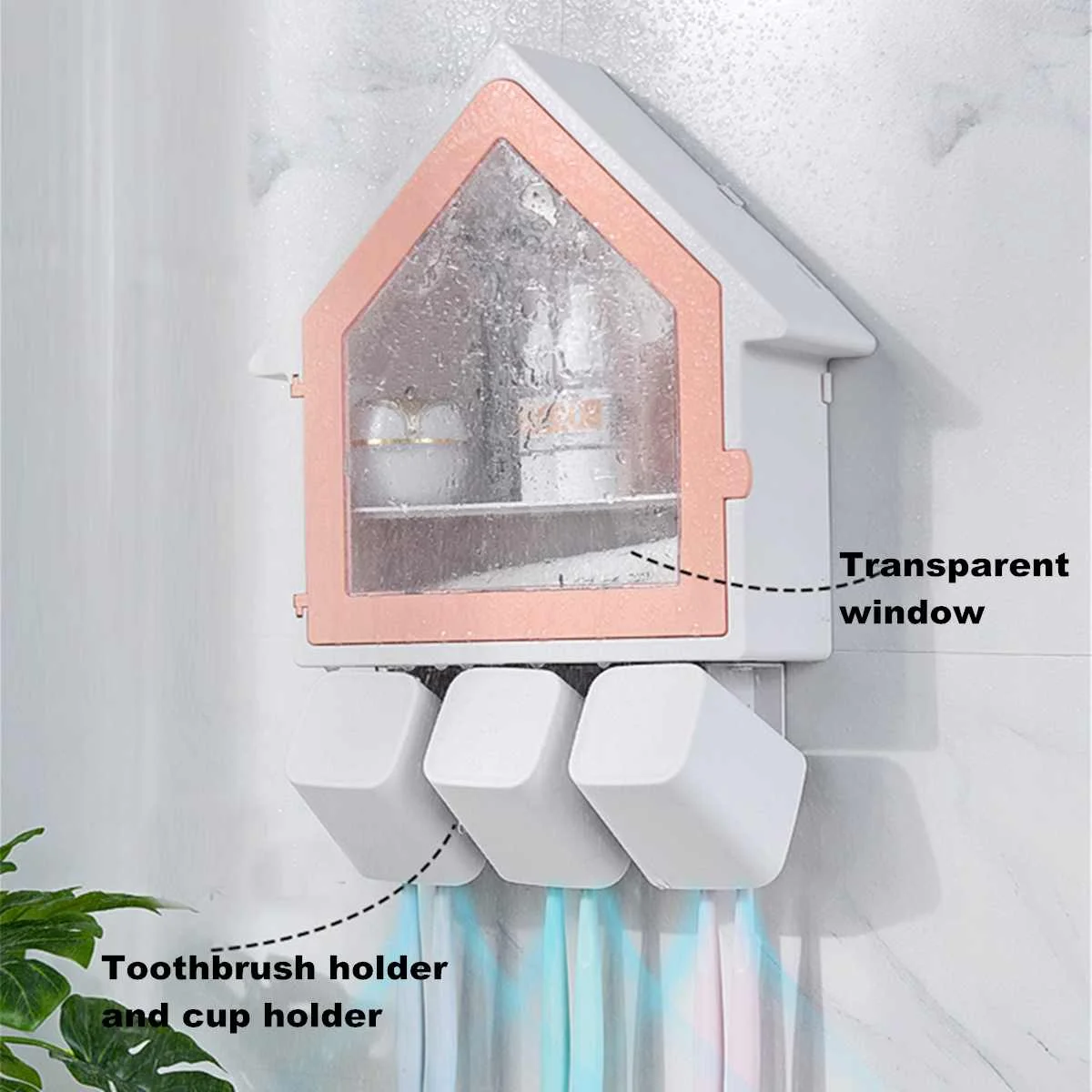  Cosmetic Storage Rack Bathroom Accessories Set Plastic Toothbrush Holder Wall Mounted Bathroom Stor