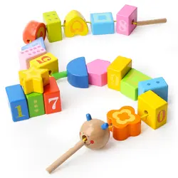 Детские деревянные бусины, набор игрушек, сделай сам, в форме животного, бисероплетение, игрушка для детей, нанизывающий нитку Бисер для