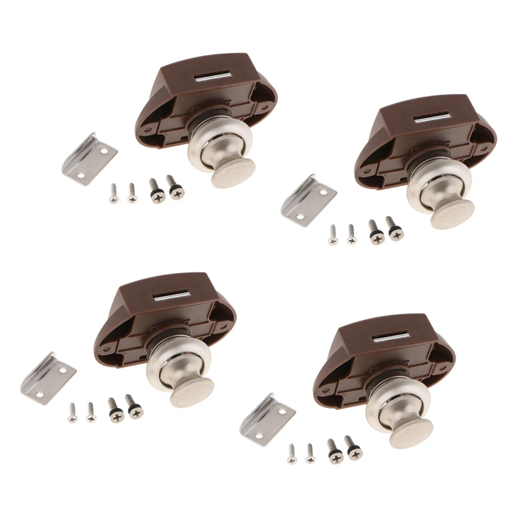 4 pcs Practical Cupboard Push Button Catch Lock Knob Cabinet Latch Pop Up Camper RV Motorhome Heatresistance
