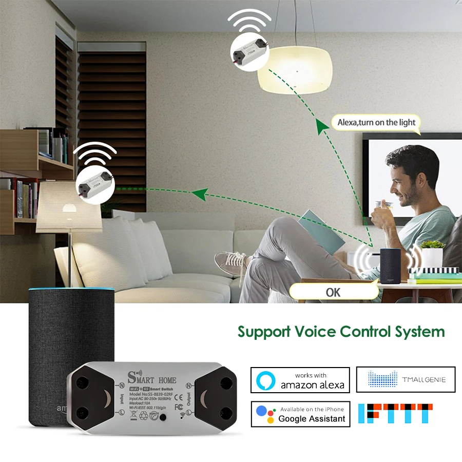 RF WiFi Tuya умный переключатель 10A 220 в радиочастотный приемник Интеллектуальный беспроводной пульт дистанционного управления Умный дом Domotica модуль Wi-Fi выключатель света