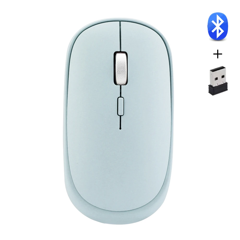Зеленый Новинка, Двухрежимная мышь, Bluetooth 4,0+ 2,4G, беспроводная мышь, зеленая, розовая, Портативная оптическая компьютерная игровая мышь для ноутбука, ПК, Mac - Цвет: Зеленый