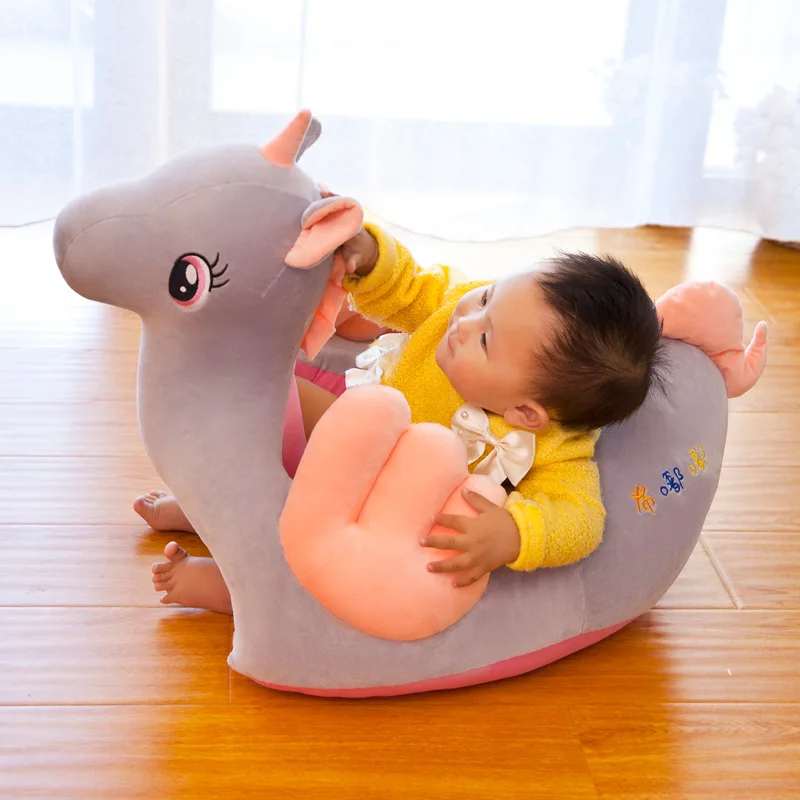 Light gray unicorn Плюшевый детский диван, детское сиденье, подарок на день рождения, креативный мультяшный детский анти-осенний реквизит, ПП хлопок, наполненный, удобный материал - Цвет: Light gray unicorn