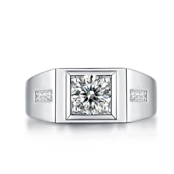 

OEVAS 925 Sterling Silver Real 1 CT Moissanite Gemstone Wedding Engagement Men Ring Fine Jewelry Wholesale With Certification