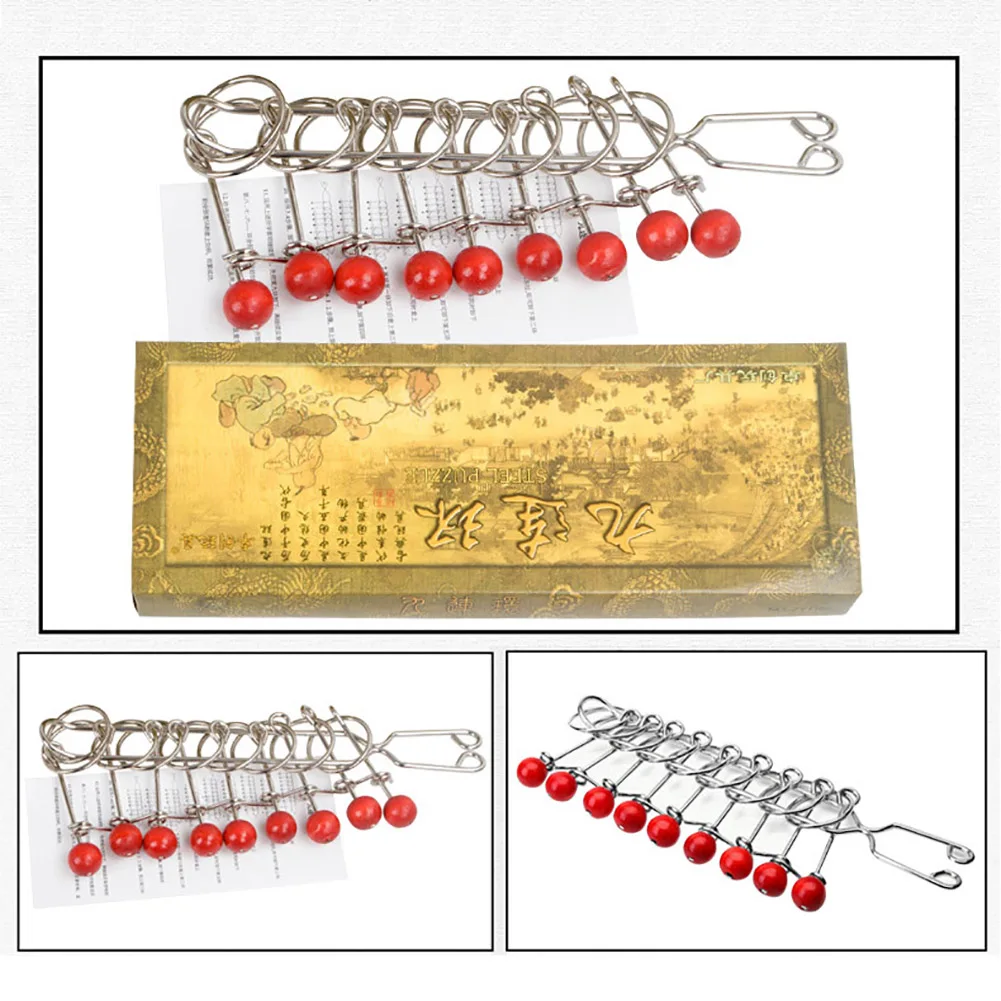 Китайская классическая металлическая головоломка 9 связывающих колец сборка цепи Замок интеллектуальная игрушка