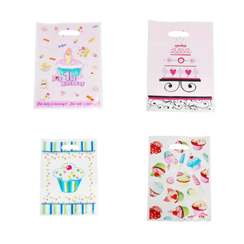 

Hot Sales 10 Pieces/lot Cute Cartoon Cake Pattern Kids Birthday Party Gift Package Bag With Handles Cake Package Bags