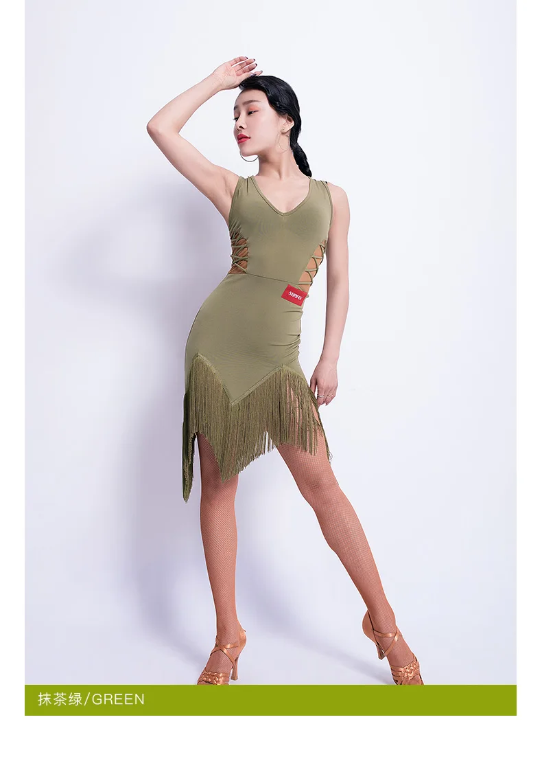 Женский танцевальный костюм с v-образным вырезом и кисточками для ...