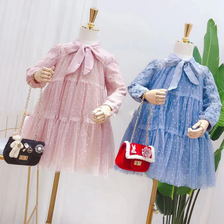 

6492 Ribbon Embroidery Princess Baby Girls Dresses Christmas Spring Fall Party Kid Dress For Girl Wholesale Thanksgiving Clothes