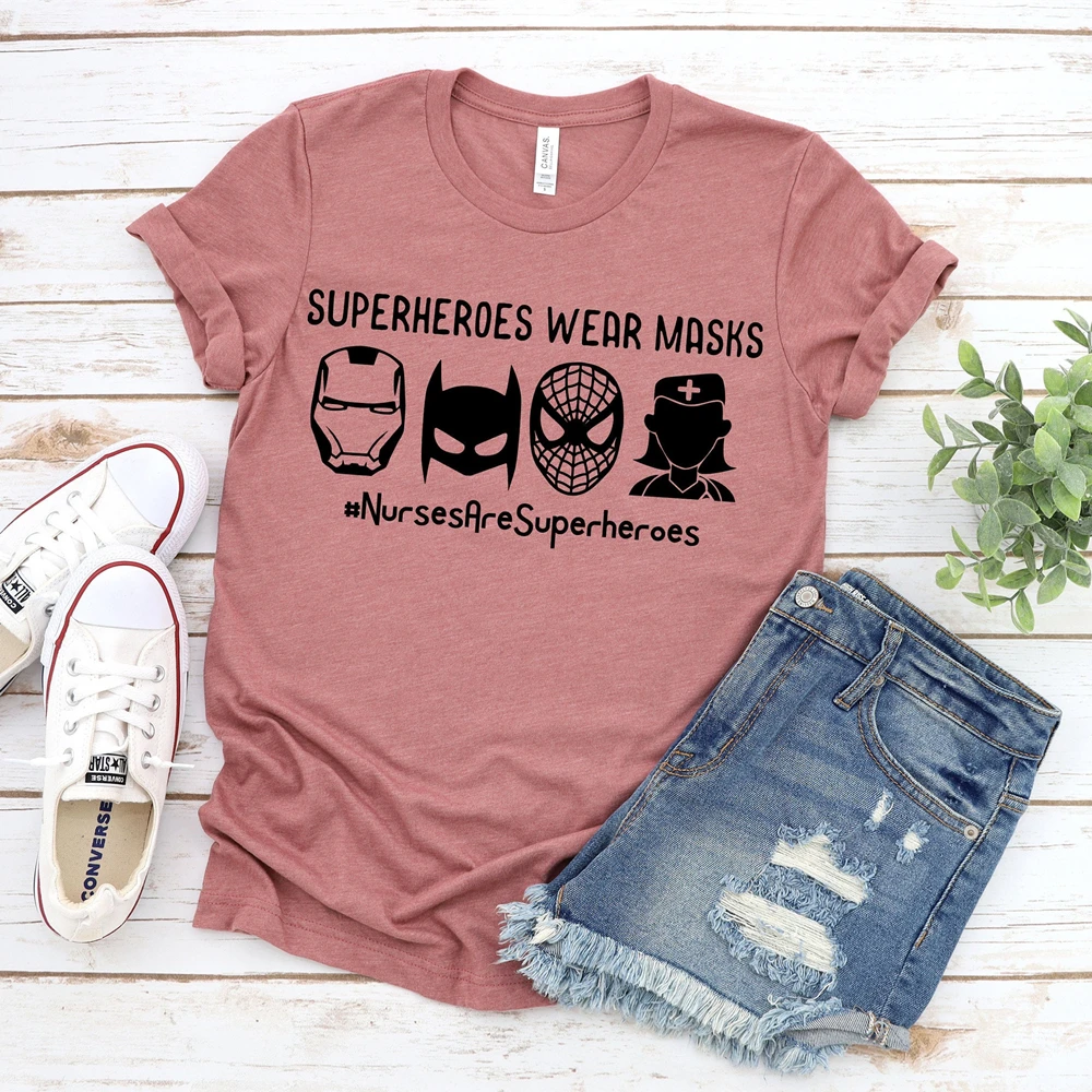 Camiseta de Héroe de enfermera, camisetas divertidas de enfermería, camiseta de enfermería Stay Home, regalo para enfermera, camisetas de Héroe de primera línea 2020
