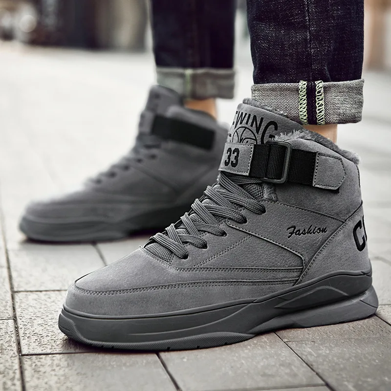 

Winter New Style plus Velvet Warm Cotton-padded Shoes Men's Korean-style Trend Casual High-top Board Shoe Flat Heel Thick Bottom