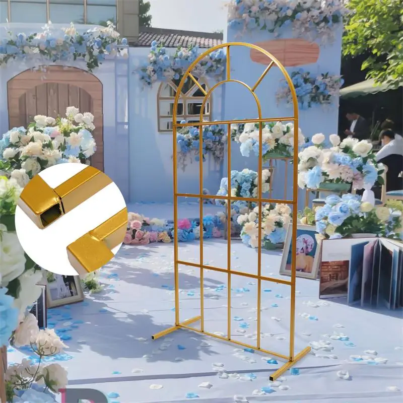 2&times;1m Outdoor Wedding Arch Gold Circle Stand Backdrop Iron Birthday Party Props DIY Decor Garden Lawn Round Balloons Rack furniture frame