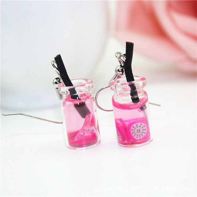 Creative Unique Bubble Tea Drop Earrings for Women Personality Milk Tea Drink Earring Funny Party Jewelry Girl Gift