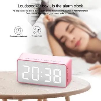 

New Clock Alarm Clock Bluetooth Speaker Mini Mirror Design Alarm Clock Radio with Bluetooth Speaker