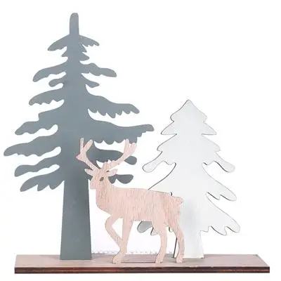 Tree A Рождественское украшение Санта Снеговик Олень Рождественская елка деревянные украшения DIY Новогоднее украшение Рождественские украшения для дома - Цвет: Tree A