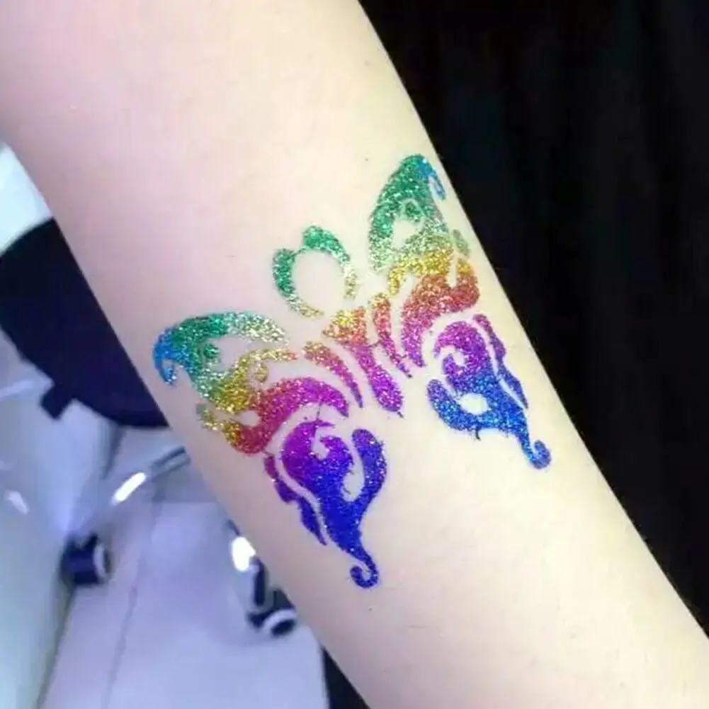 15 Colors Templates Flash Diamond Glitter Shine Flash Powder For Body Temporary Tattoo Kids Adult Face Painting Art Tools Suit