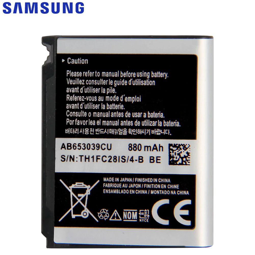 Оригинальная сменная батарея Samsung для U900 S7330 F609 E958 U800E E950 U908E U808E AB653039CE AB653039CU AB653039CC