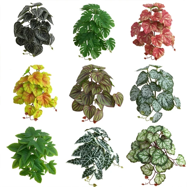 Artificial Reptile Terrarium Plants Realistic Tropical Leaves Tank Plant for Bearded Dragons Tortoises Tree Frogs 10 Styles 3
