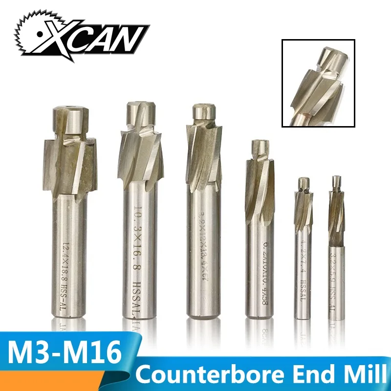 XCAN 1 шт. 4 Флейта HSS Концевая мельница M3.2-M16.5 пилот долбежный инструмент измельчители для дерева/металл бурения Бесплатная доставка