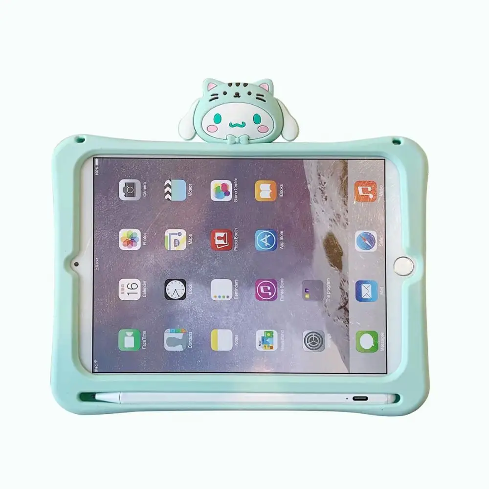 For iPad 9.7 2018 Дети мультфильм крышка для iPad 10,2 9,7 Pro 9,7 10,5 11 Air 1 2 3 4 планшета чехол силиконовый защитный чехол с подставкой чехол с ручкой слот - Цвет: For iPad 9.7 2018