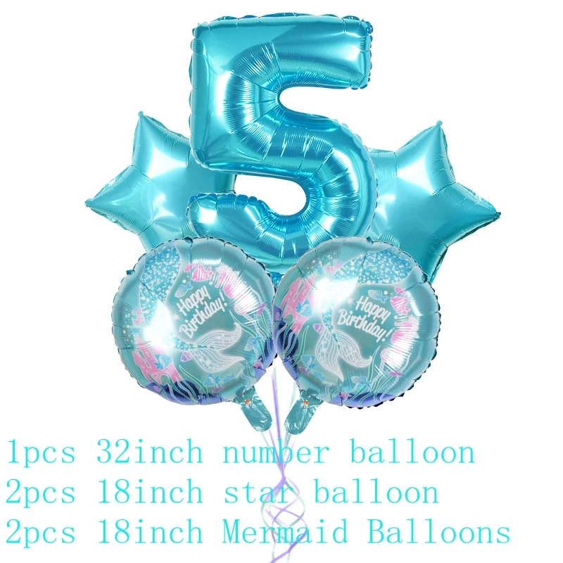T5 5 шт./компл. для купания Русалочка шар Baby Shower номер Звездные воздушные фольгированные шары День рождения украшения для детей свадебный - Цвет: T5