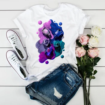 

Women 2020 Fashion 3D Fingernails Paint Beauty Tops Tshirts T Clothes Shirt Womens Ladies Graphic Female Tee T-Shirt Clothing