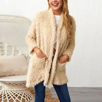

Plush Lambskin Teddy Coat Women Winter Fluffy Plus Size Fashion Casual Solid Lapel Cardigan Coat Warm Soft Female Overcoat