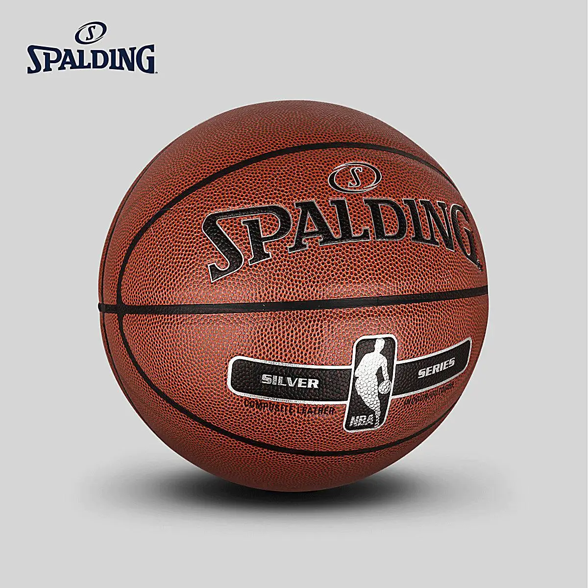 SPALDING NBA серебро Классическая серия полное зерно Баскетбол Крытый открытый мужской матч мяч Baloncesto 76-018Y