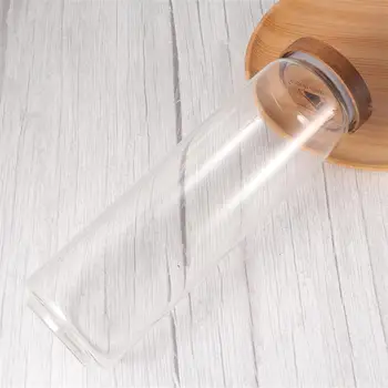 

1700ML Wooden Lid Candy Jar High Borosilicate Transparent Glass Storage Tank Portable Food Grain Container (9x30.5cm)