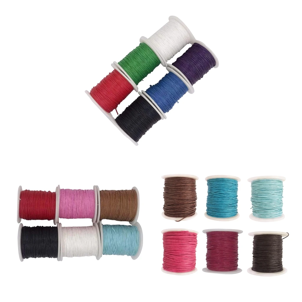 

80 Meters x 6 Rolls of Colors 1mm Jewelry Making Beading Crafting Macrame Waxed Cotton Cord Thread String