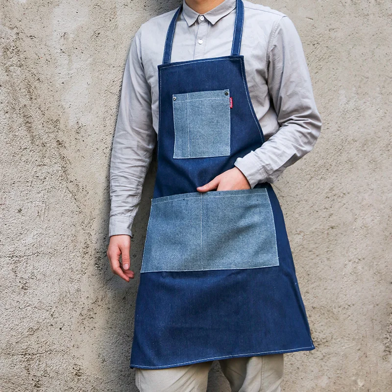 

Apron Denim Men and Women Hairdressing Barista Painting Milk Tea Shop Restaurant Kitchen Overalls Children's Furniture Daily