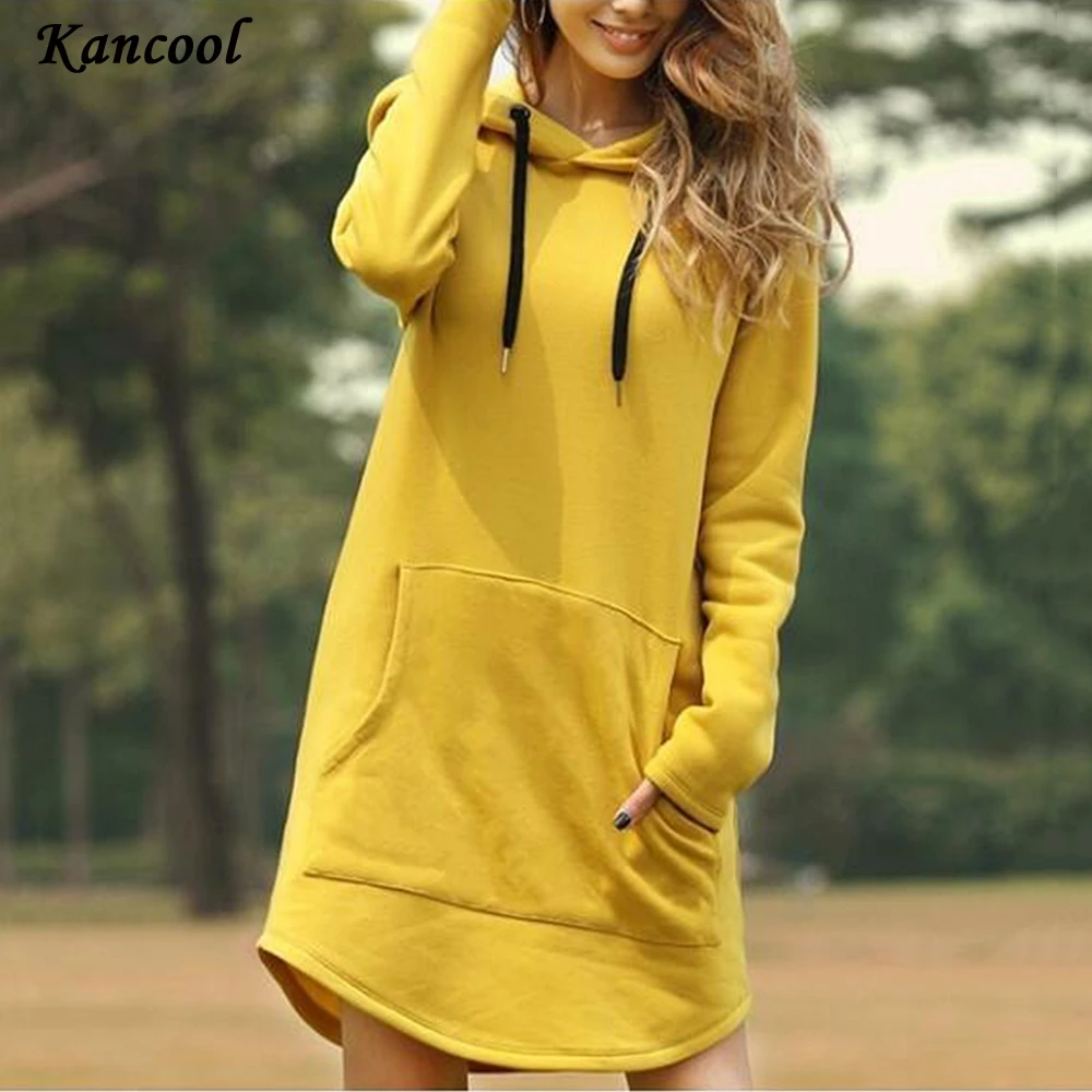 Женский свитер с капюшоном KANCOOLHoodie повседневный Свободный пуловер длинными