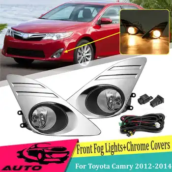 

Chromed Fog Light For Toyota Camry 2012 2013 2014 1 Set Car Fog Lamp Assembly Cover trim Grill Wire High Brightness Driving Drl