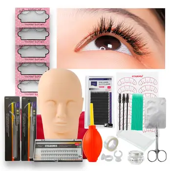 

False Eyelashes Extension Practice Kit Makeup Mannequin Head Set Grafting Eyelash Tools Kit Practice Eye Lashes Graft 12/17 Kits