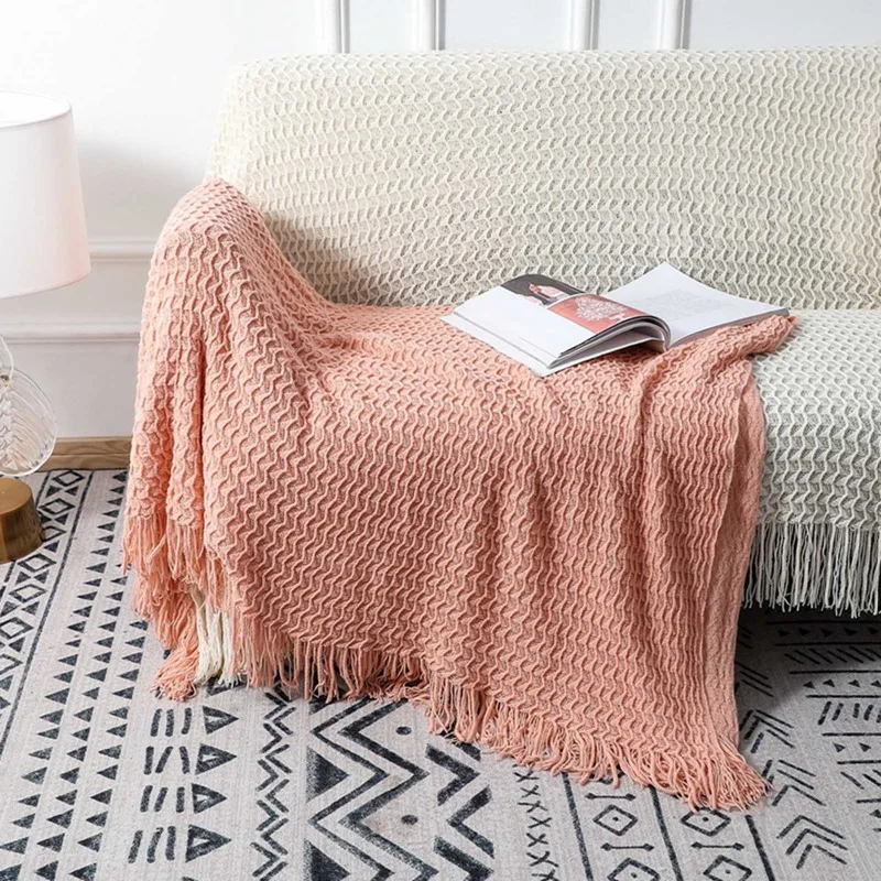 Chunky Knit Blanket Orange Striped Throw Gray and Orange 