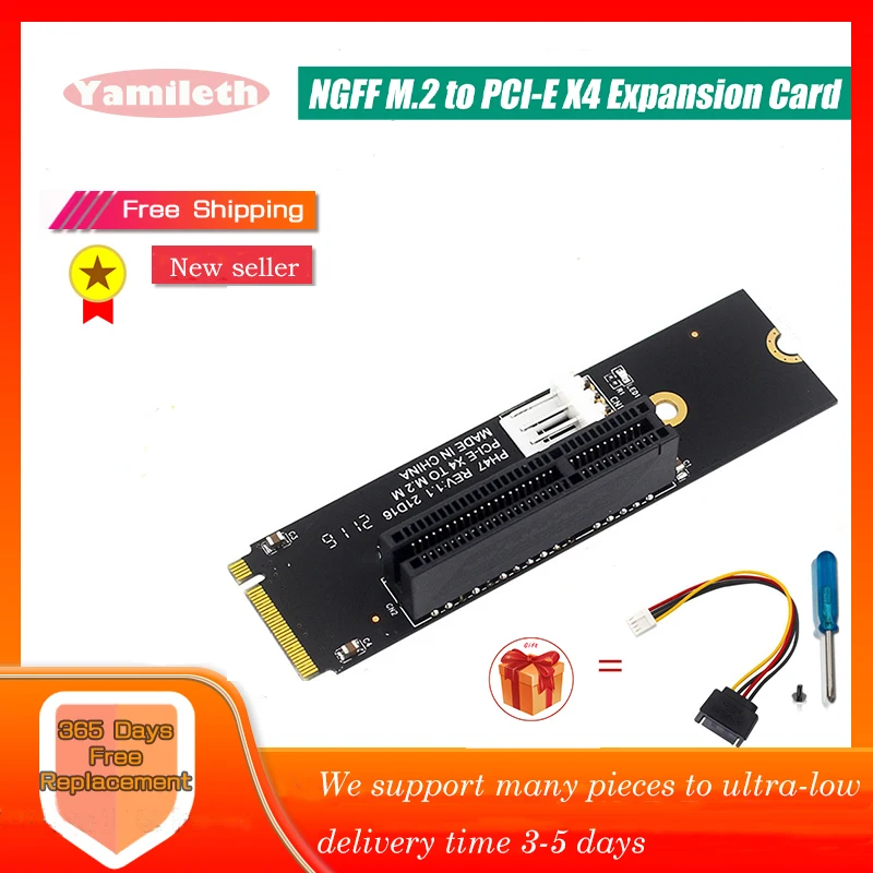Newest NGFF M.2 To PCI-E 4X Riser Card M2 M Key PCIe X4 Adapter With LED Indicator SATA Power For Bitcoin Miner Mining | Компьютеры и