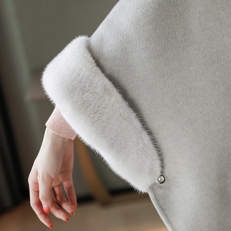 Шерстяное пальто женская одежда новая осенне-зимняя теплая шерстяная накидка с поясом рукав «летучая мышь» большого размера женское пальто Верхняя одежда Куртка