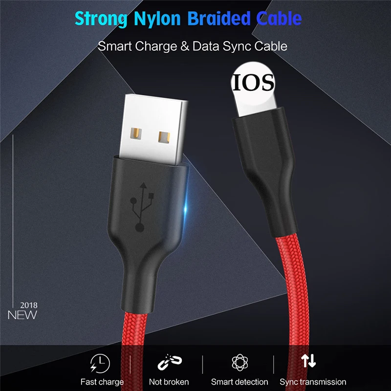 Новая горячая распродажа 1 м 2 м данных USB кабель зарядного устройства для iPhone 11 Pro MAX 6 6S 7 8 Plus X XS XR 10 iPad 3A Быстрая зарядка V8 длинный провод шнур