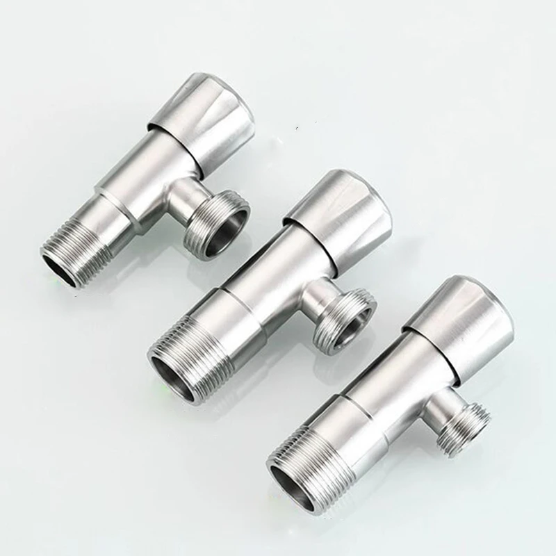 

1PC 304 Stainless Steel Triangle Valve Male 3/4' 1/2' Toilet Water Heater Hot And Cold Triangle Valve Water Stop Angle Valve