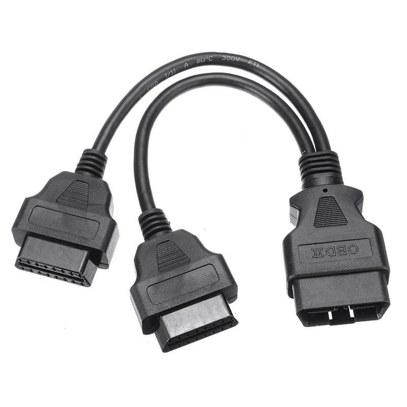 

For Car Repair Tools 1pc 30cm 16 Pin O-BD2 O-BD II Splitter Adapter Cable RA Male to Dual Female Y Cable Mayitr